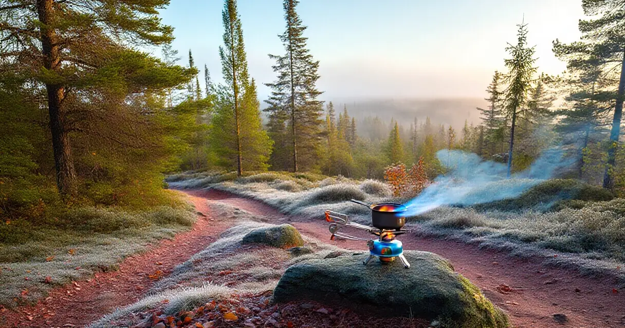 Retkikeitin toimii kylmässä syyssäässä suomalaisessa metsässä